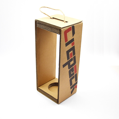 acheter Boîte de vin rouge simple en papier ondulé avec des boîtes cadeaux rigides à corde portable online manufacture