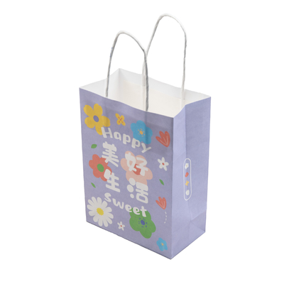 acheter Sac en papier kraft violet Taille personnalisée Emballage de luxe imprimé pour les courses au supermarché Café lait thé online manufacture