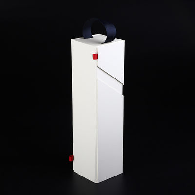 acheter boîte en carton de empaquetage de paquet plat de vin simple irrégulier de luxe de bouteille avec la poignée de ruban de grossgrain online manufacture