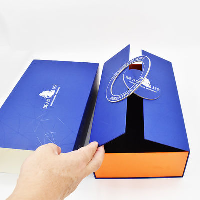 acheter Boîte-cadeau se pliant bleu de bouteille de vin de l'aimant deux avec la structure d'une seule pièce d'insertion online manufacture