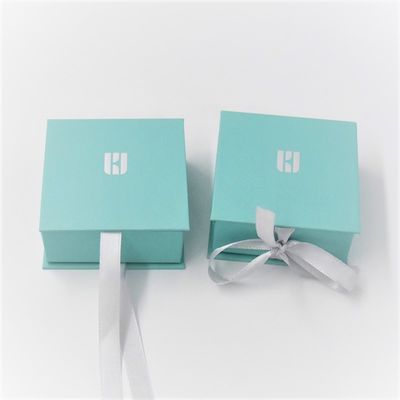 acheter Forme de luxe bleue de Ring Ribbon Flap Magnetic Book de bijoux de bouton de manchette de boîte-cadeau d'OBM online manufacture