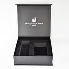 Noir fait sur commande de papier d'emballage de boîte-cadeau magnétique rigide en cuir d'unité centrale avec EVA Inlay Metal Logo