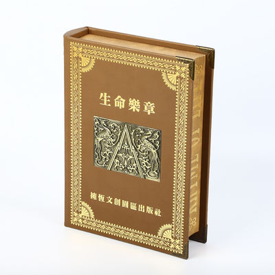 acheter Le cuir a enveloppé l'épine ronde en bois de boîte-cadeau de luxe avec le logo en métal 3D online manufacture