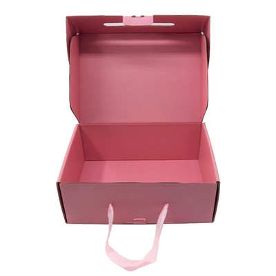 Cmyk imprimant de papier fait sur commande sac à provisions les boîtes à chaussures roses de carton avec le ruban