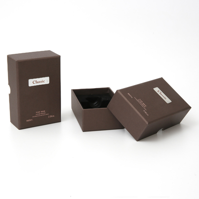 Couvercle et base deux morceaux de boîte-cadeau de papier de Brown de luxe avec l'impression UV de parfum