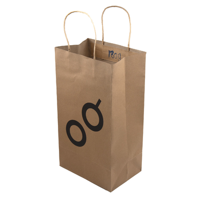 Sacs en papier kraft recyclés pour achats à emporter au restaurant avec poignée imprimée sur mesure