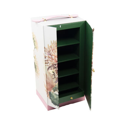 Conception personnalisée sur mesure Elegante boîte à cadeaux de luxe à double porte ouverte avec poignée en cuir
