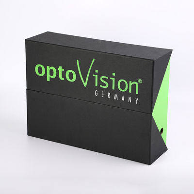 noir de porte à deux battants et boîte-cadeau de luxe de carton en cuir vert d'unité centrale avec l'insertion adaptée aux besoins du client d'éponge de coupe-circuit