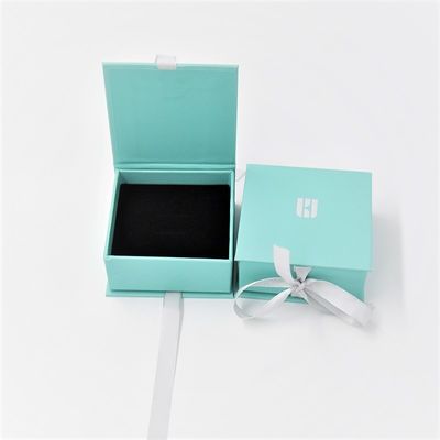 Boîte-cadeau bleus EVA Ring Paper Earrping Pendant Box de bijoux de carton de Crepack avec le ruban