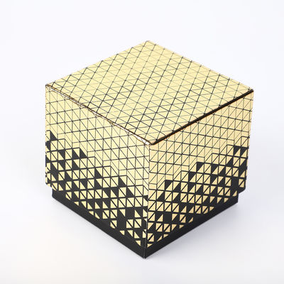 Feuille d'or personnalisée boîte de montre en cuir deux pièces papier rigide avec oreiller enveloppé noir
